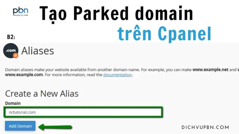 tạo parked domain trên Cpanel B2